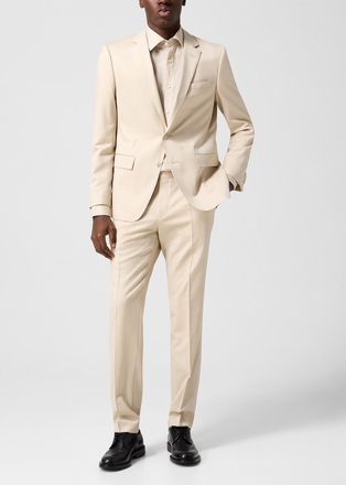 BOSS Mens Pure virgin wool fitted ivory-coloured pant