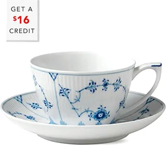 ROYAL COPENHAGEN Fluted Plain Tea Cup & Saucerwith $16 Credit