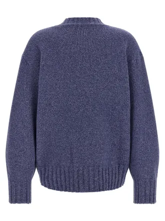 The Attico Asymmetrical Hem Virgin Wool-Cashmere Sweater - Indigo