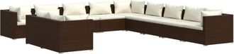 vidaXL 11 Pcs Garden Lounge Set Con Coj&iacute;n Mimbre Pe Brown
