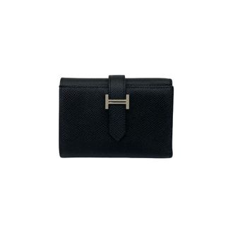 Herm&egrave;s Black Epsom Leather Wallet (Tri-Fold) (Pre-Owned)