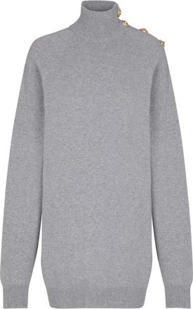 Balmain high-neck button-embellished jumper dress - Grijs