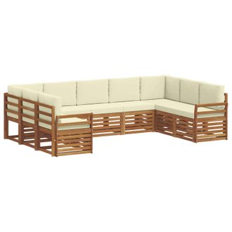 vidaXL Conjunto De Sof&aacute;s De Exterior 9 Uds. Natural Y Crema Vidaxl