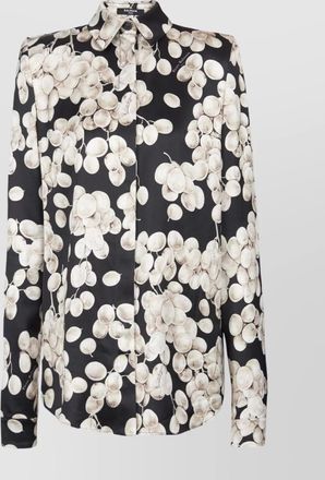 Balmain sleeved floral print top