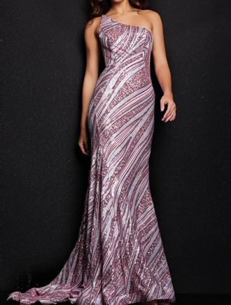 Jovani Mermaid Dress In Pink/silver