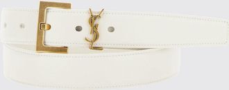 Saint Laurent Cintura Cassandre in pelle di vitello con monogramma YSL 3 cm