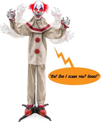 Best Choice Products Scary Harry the Motion Activated Animatronic Killer Clown, Halloween Prop w/ Pre-Recorded Lines
