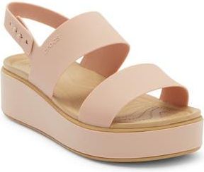 Crocs Brooklyn Low Wedge Matte Wrap Sandal in Pink Caramel/Tan at Nordstrom Rack, Size 10