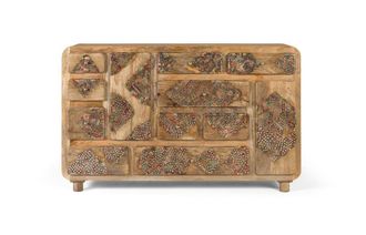 Giner&Colomer Aparador en madera maciza de mango con detalles a mano 148 cm