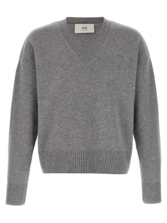 Ami Mens Puff Logo Patch Sweater