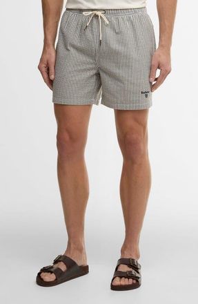 Barbour Gingham Seersucker Swim Trunks in Olive at Nordstrom, Size Xx-Large