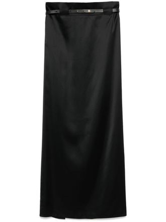 Bevza satin long skirt - women - Viscose - S - Black