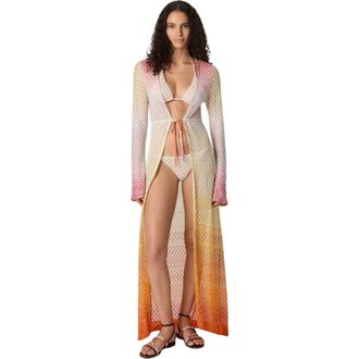 Missoni Cardigan In Lam&eacute; Viscose With D&eacute;grad&eacute; Spiderweb Motif in Orange at Nordstrom, Size 40 It