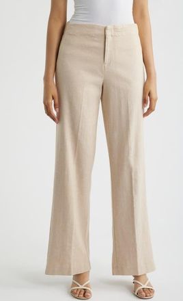 Nic+Zoe Lenox Linen Blend Wide Leg Pants in Neutral Mix at Nordstrom, Size 10