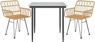 vidaXL 3 Piece Garden Dining Set Poly Rattan Vidaxl