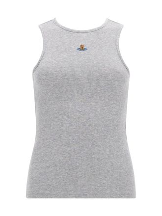 Vivienne Westwood Grey Ribbed Fitted Sleeveless Tank Top