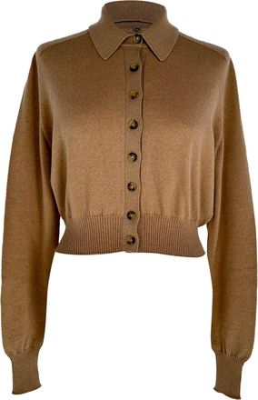 Sportmax Collared Cardigan in Tan Wool