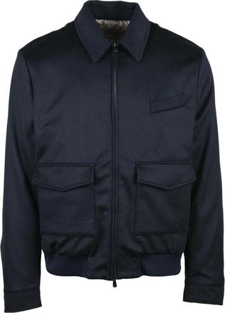 LUIGI BORRELLI NAPOLI Aviator Jacket - Heren - Bomber jackets - Blauw - 2XL - Wol - Jassen