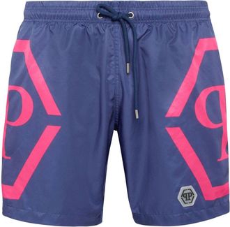 Philipp Plein logo-print swim shorts - men - Polyester - XXXXL - Blue