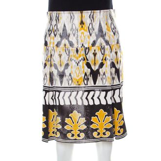 Roberto Cavalli Multicolor Batik Printed Jersey Pleated Skirt