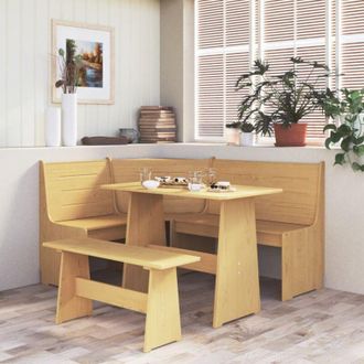 vidaXL Vidaxl - Banco De Esquina Reine Madera Maciza De Pino Marr&oacute;n Miel 151 Cm