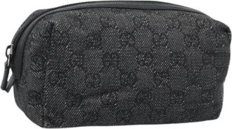 Gucci Pre-owned Vintage GG Canvas Pouch - Dames - Vintage Tassen - Zwart - ONE Size - Leer - Vintage