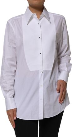 Dolce & Gabbana White Cotton Collared Long Sleeves Shirt Womens Top (Pre-Owned)