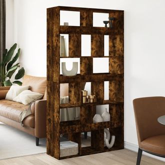 Berkfield Home Room Divider Smoked Oak100x33x187.5 cm Engineered Wood in Brown | Size: 100x33x187.5 cm