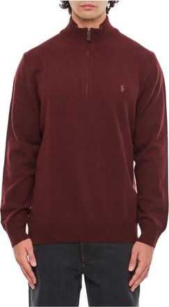 Polo Ralph Lauren Estate Rib Half-Zip Pullover - Heren - Vesten met rits - Rood - XL - Wol - Hoodies & sweatvesten
