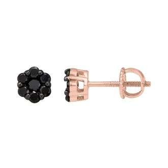 LuvMyJewelry Eclipse 0.5 Cts Black Diamond Cluster Studs 10K Gold Earrings