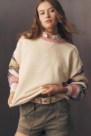 Pilcro Fairisle-Sleeve Sweatshirt