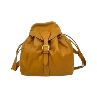 Gucci Pre-owned Backpacks, female, Brown, Size: ONE SIZE Pre-owned Vintage Leather Backpack