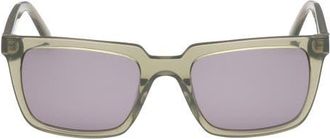 Abercrombie & Fitch 52mm Rectangular Sunglasses in Shiny Light Green /Smoke at Nordstrom