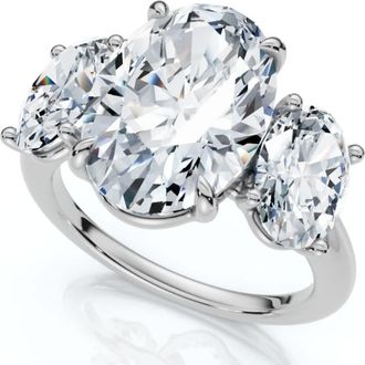 Pompeii3 Certified 6Ct Three Stone Oval Diamond Anniversary Engagement Ring Lab Grown 14k