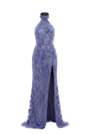 Saiid Kobeisy Halter Neck Embroidered Tulle Dress