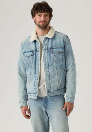 Levi's Kurzjacke LEVIS SHERPA, Herren, Gr. XXL, blau (kentucky blau sherpa), Denim/Jeans, Obermaterial: 100% Baumwolle, 1-Knopf-Manschette mit Druckknopf, Ja