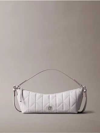 Calvin Klein Womens Quilted Emblem Elongated Bag - Purple