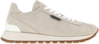 Brunello Cucinelli Schoenen, Dames, Grijs, 38 EU, Katoen, Suede Runners