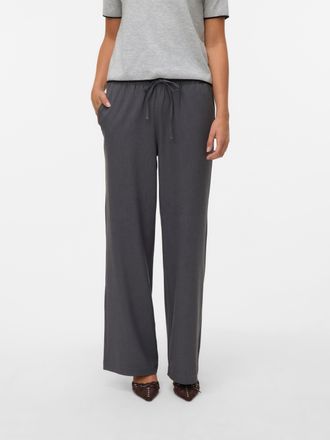 Vero Moda Schlupfhose VERO MODA VMMILLY LW WIDE STRING PANT NOOS, Damen, Gr. XS (34), L&auml;nge 32, grau (dunkelgrau melange), Web, Obermaterial: 67% Polyester, 29%