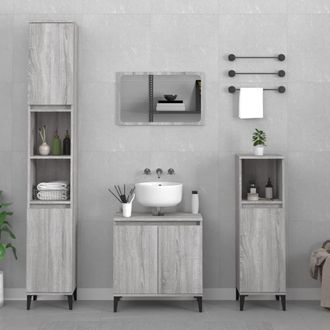 vidaXL Vidaxl - Set De Muebles De Ba&ntilde;o 3 Pzas Madera Contrachapada Gris Sonoma