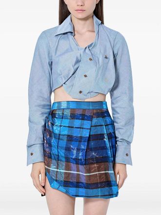 Vivienne Westwood Asymmetrical Cropped Shirt With Classic Collar And Button Placket. Classic CollarButton PlacketLong Sleeves