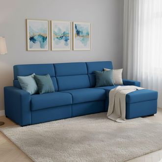 Dmora Sof&aacute; Cama Con Chaise Longue Celleno, Desenfundable, Almacenaje Made In Italy, Hidr&oacute;fugo, Transformable En Cama Rejilla Electrosoldada