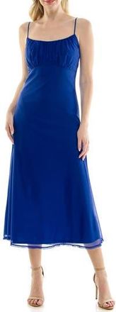 Bebe Shirred Bust Powermesh Midi Dress in Royal at Nordstrom Rack, Size X-Small