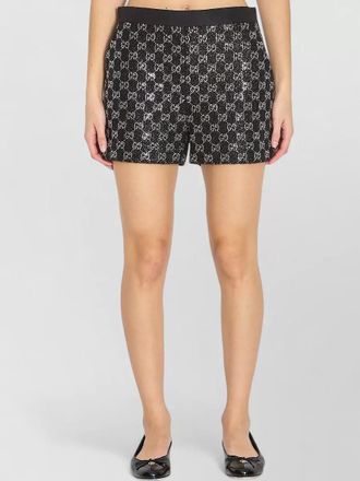 Gucci lam&eacute; wool tweed shorts embroidered detail