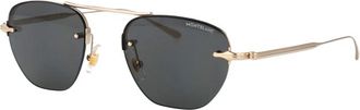 Montblanc Stijlvolle zonnebril met model Mb 0404S - Heren - Zonnebrillen - Geel - 52 MM - Accessoires