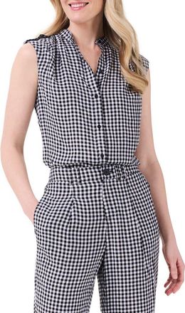 Nic+Zoe Gingham Sleeveless Button-Up Shirt in Black Multi at Nordstrom Rack, Size Xx-Large