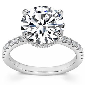 Pompeii3 3 1/2Ct Diamond Engagement Ring Side Halo14k White Yellow or Rose Gold Lab Gold