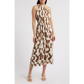 Rails India Asymmetric Geo Print Midi Dress in Copper Noto at Nordstrom Rack, Size X-Large