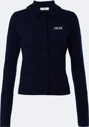 Chlo&eacute; Chlo&eacute; Cardigan in lana con logo