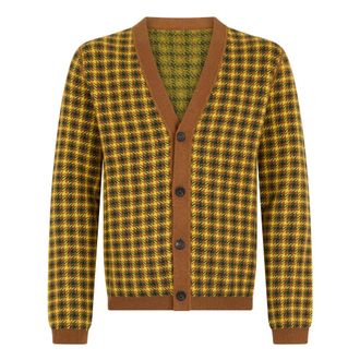 Malo Cardigans, male, Multicolor, M, Checked Cardigan